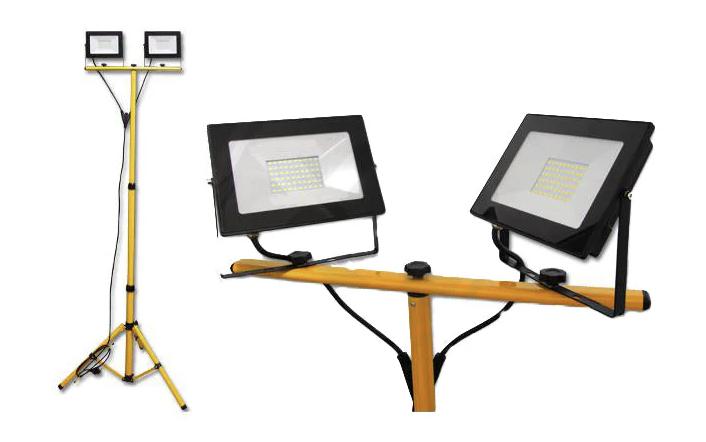 Led-bouwlamp met telescopisch statief, IP66 led-schijnwerper met