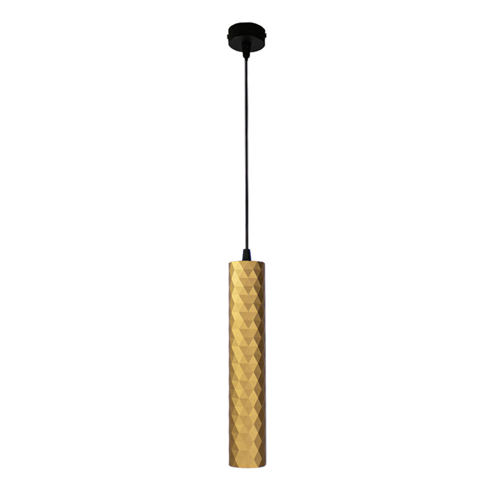 Langwerpige hanglamp 29cm | Ruit structuur | Goud | GU10 fitting | Uit foto