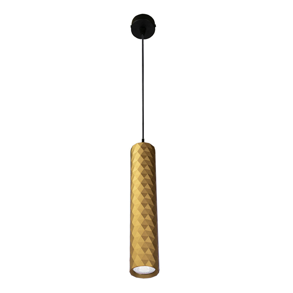 Langwerpige hanglamp 29cm | Ruit structuur | Goud | GU10 fitting | Uit foto