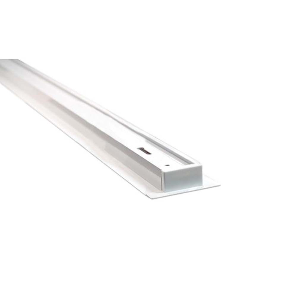 Aluminium LED profiel inbouw, wit, schuine zijden – schuine vooraanzicht van langwerpig inbouw LED profiel voor strakke afwerking van LED strips in plafonds of meubels.