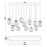 Hanglamp ATTILA 160.0 cm 12-lichts Zwart