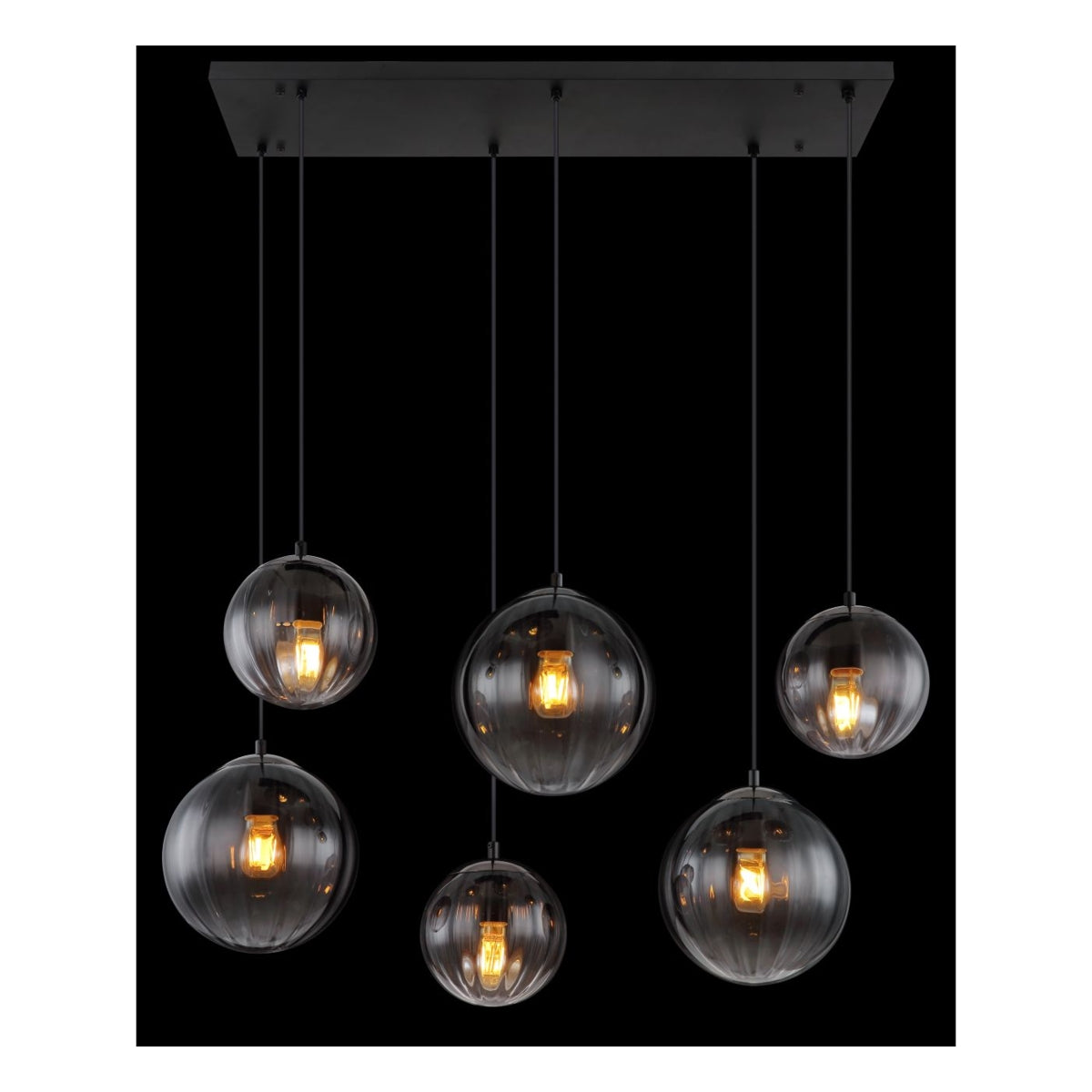 Hanglamp DALLERTA 93.0 cm 6-lichts Zwart