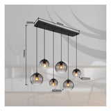 Hanglamp DALLERTA 93.0 cm 6-lichts Zwart