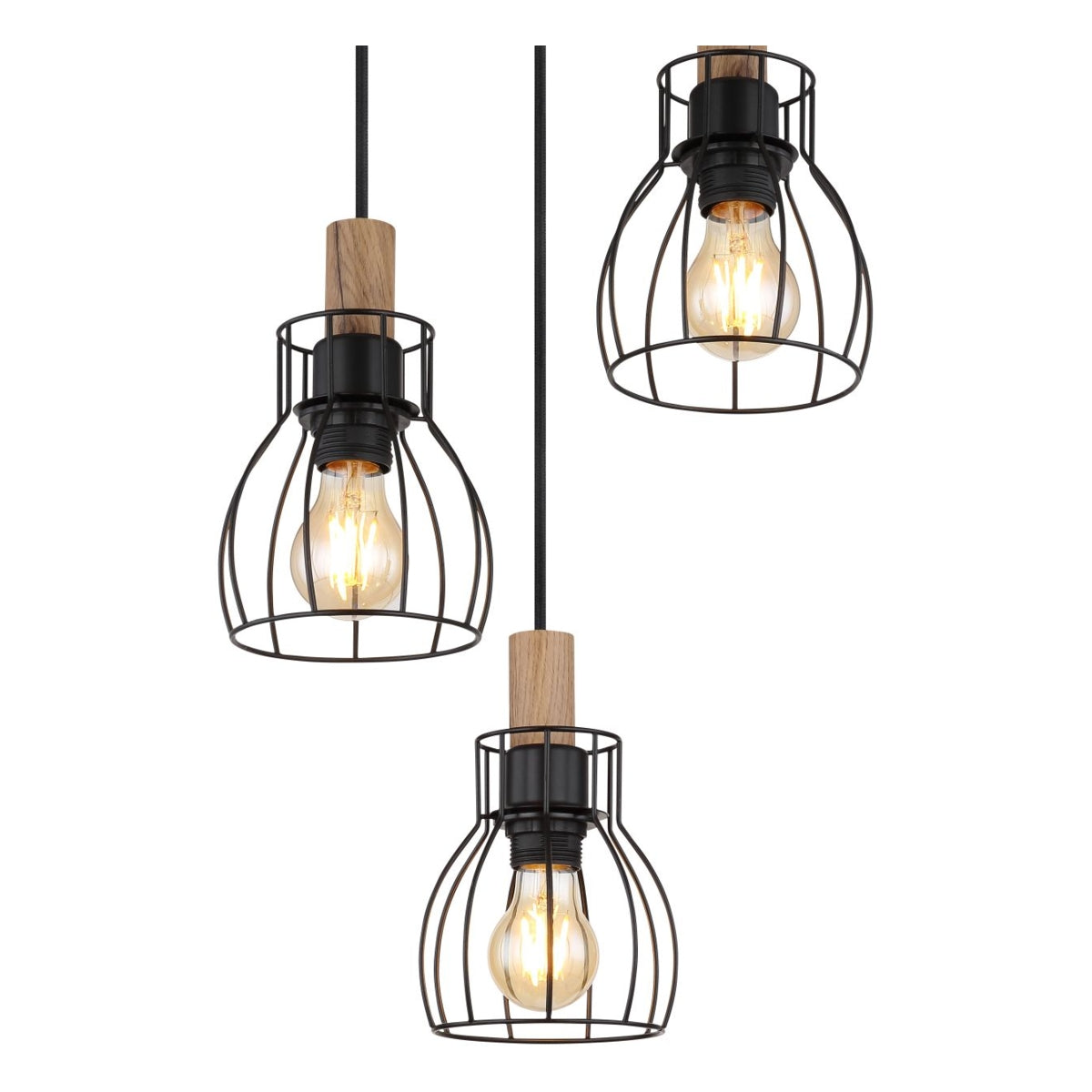 Hanglamp MINA 13.6 cm 3-lichts Zwart