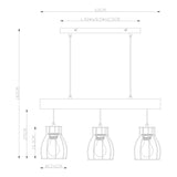 Hanglamp MINA 13.6 cm 3-lichts Zwart