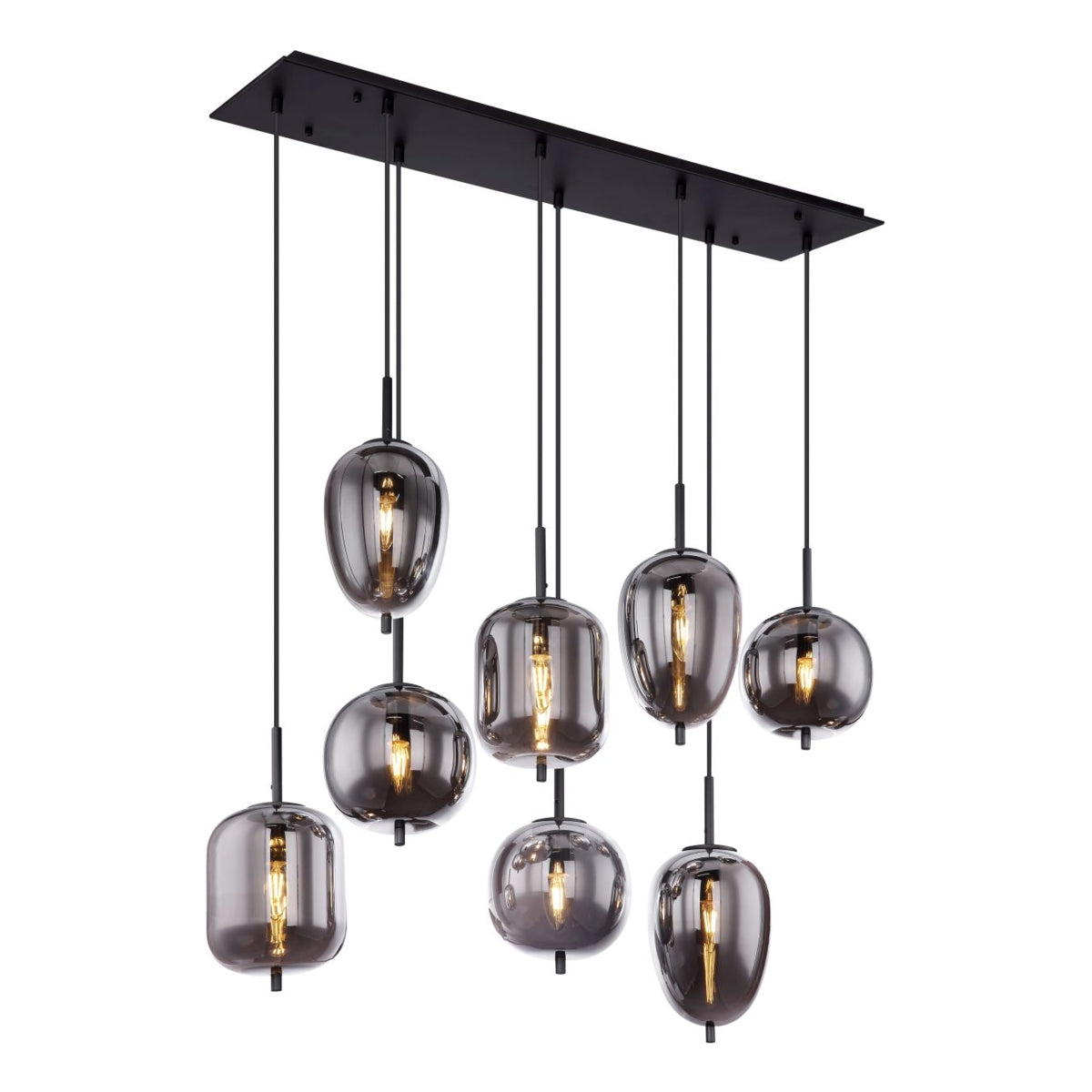 Hanglamp BLACKY 94.0 cm 8-lichts Zwart