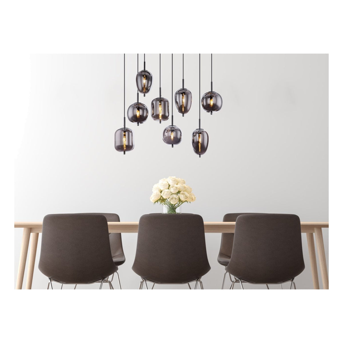 Hanglamp BLACKY 94.0 cm 8-lichts Zwart