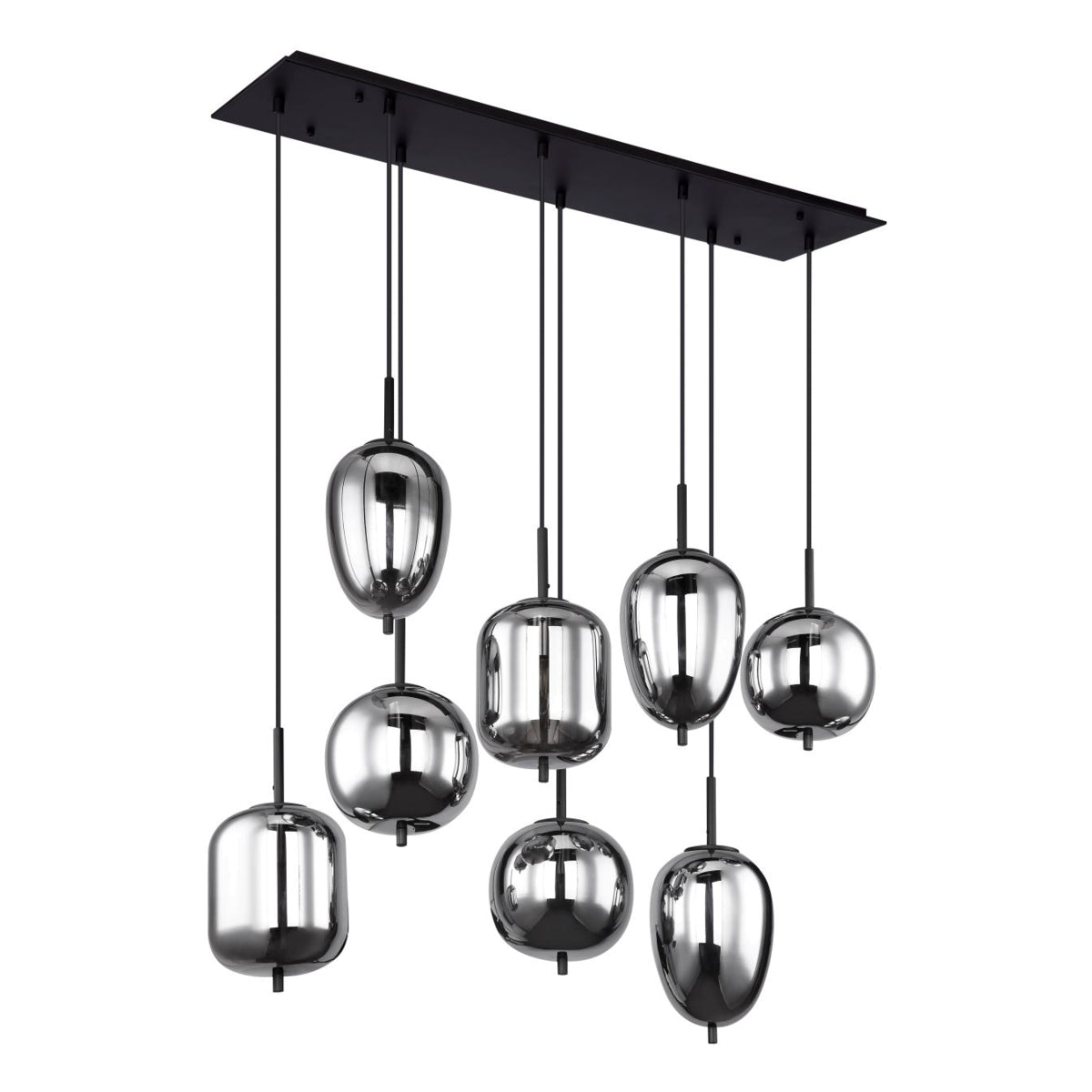Hanglamp BLACKY 94.0 cm 8-lichts Zwart
