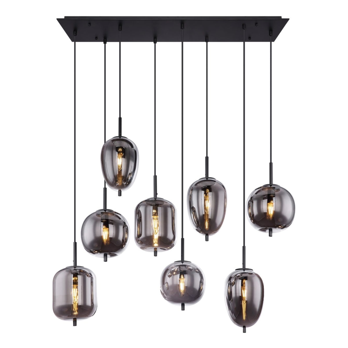 Hanglamp BLACKY 94.0 cm 8-lichts Zwart