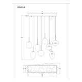 Hanglamp BLACKY 94.0 cm 8-lichts Zwart
