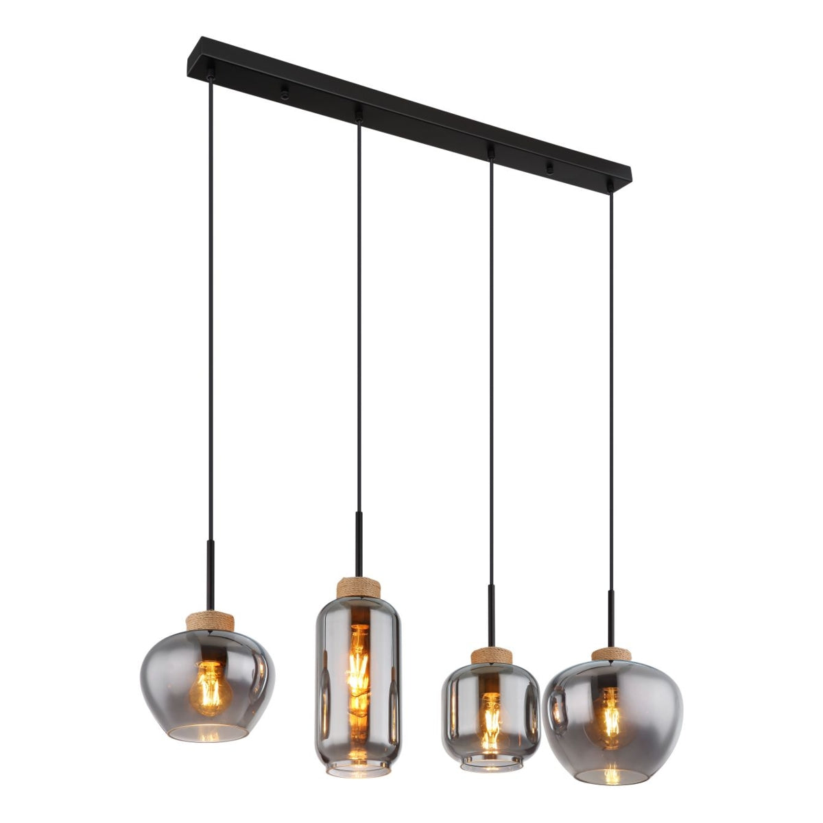 Hanglamp MATT 96.0 cm 4-lichts Zwart
