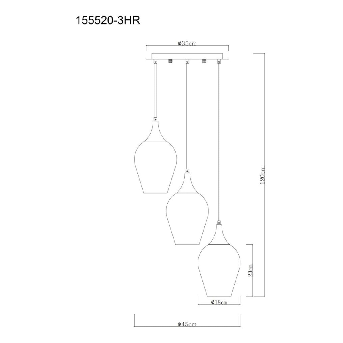 Hanglamp LAVUS nan cm 3-lichts Metaal