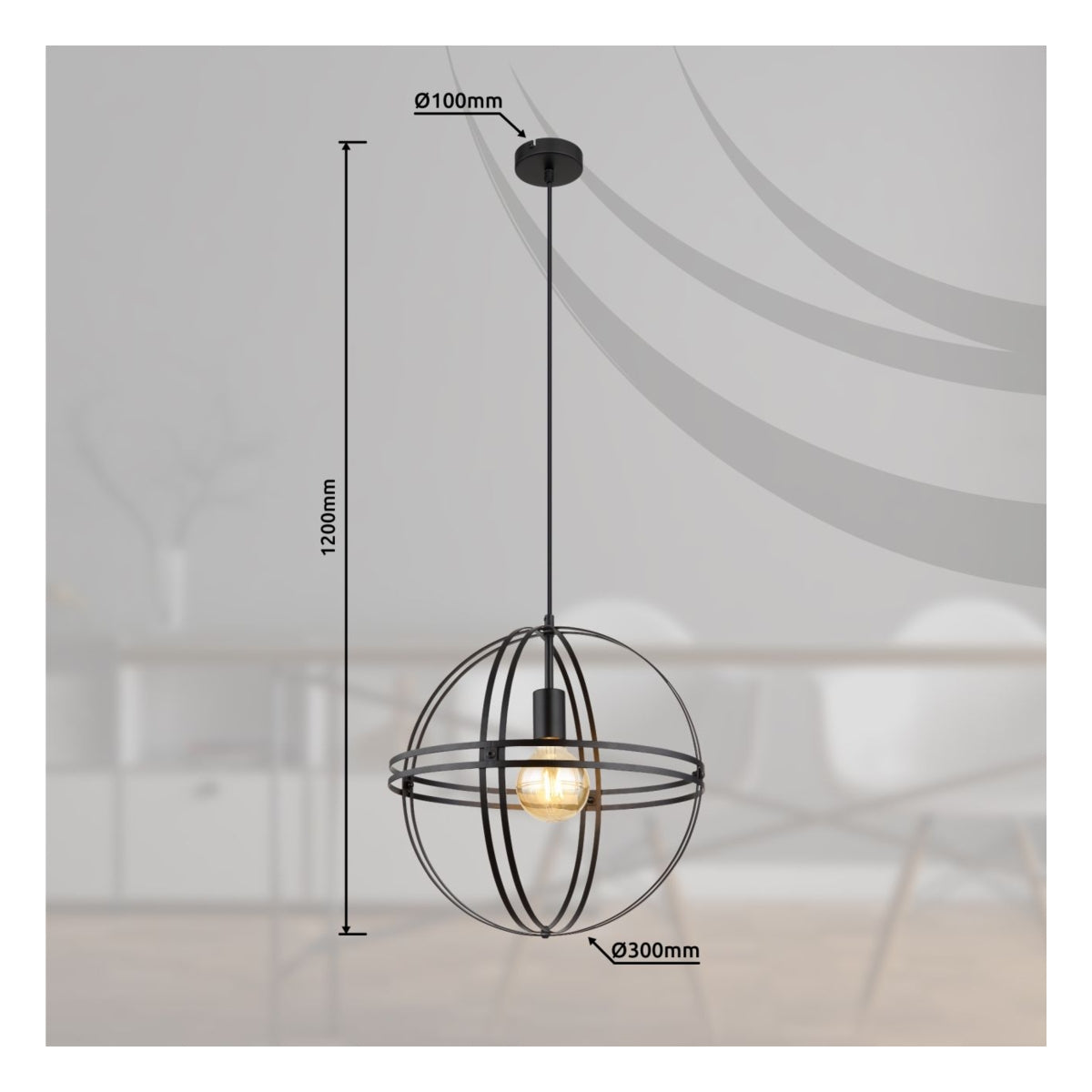 Hanglamp TAMARA 40.0 cm 1-lichts Zwart