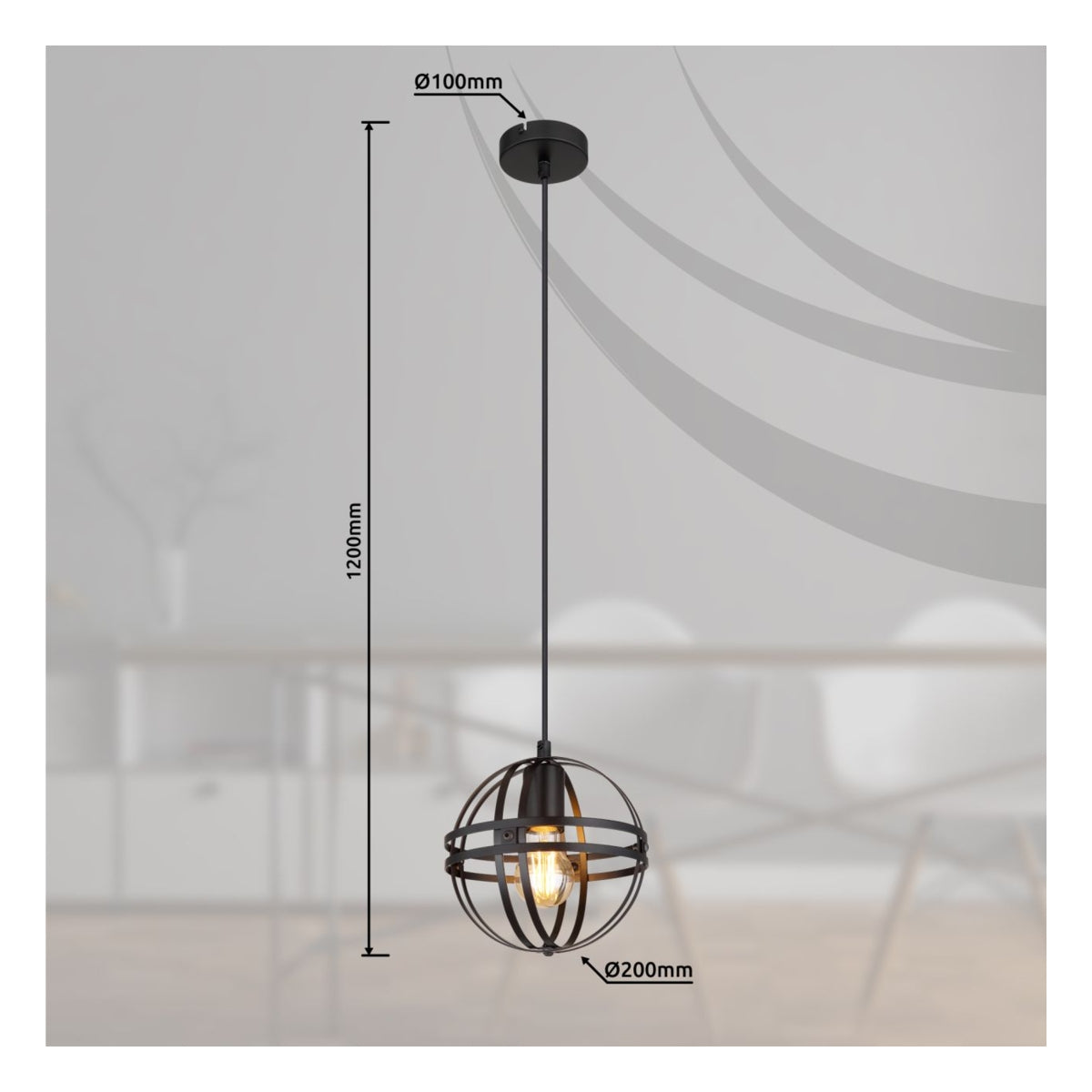 Hanglamp TAMARA 20.0 cm 1-lichts Zwart
