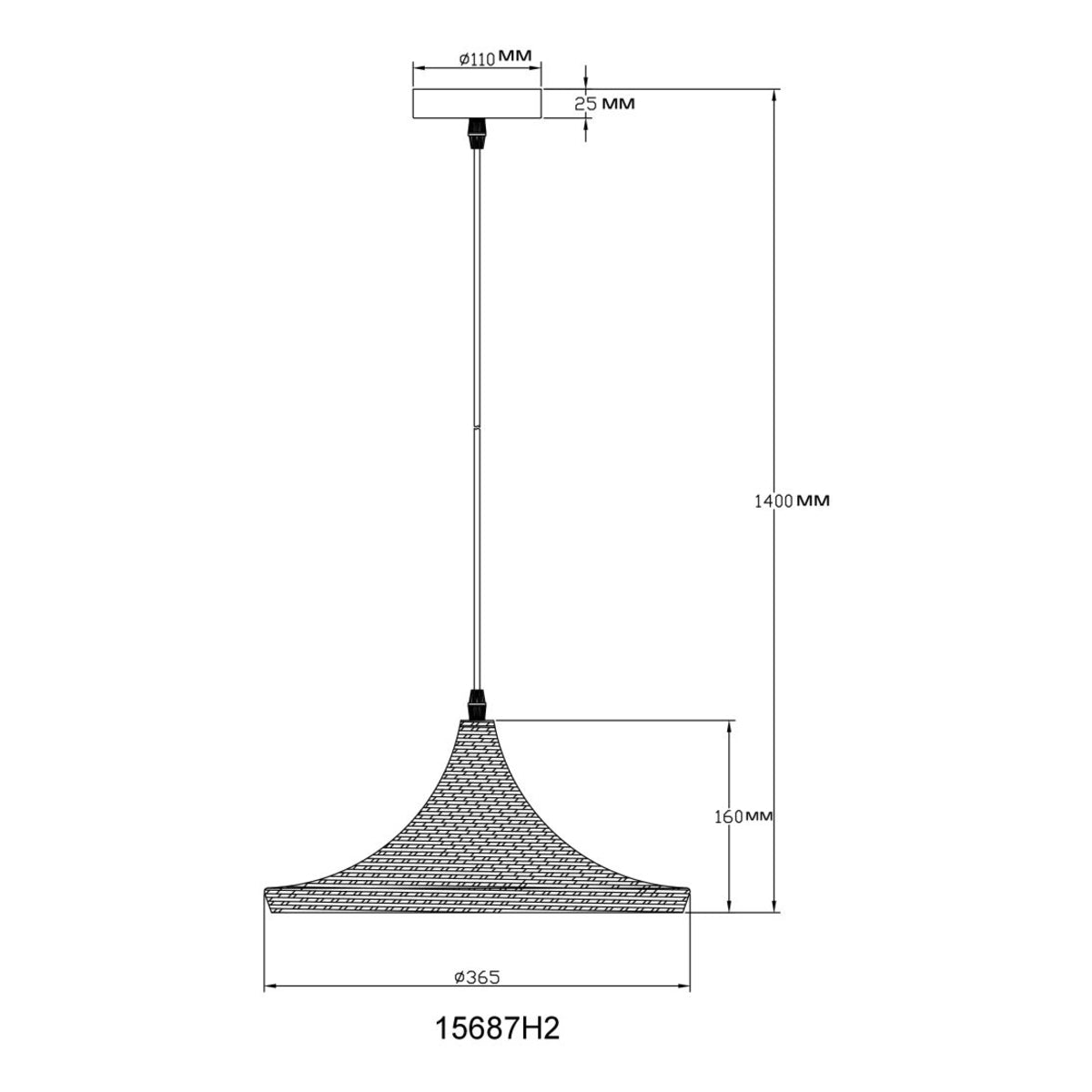Hanglamp LUDMILLA 36.5 cm 1-lichts Zwart