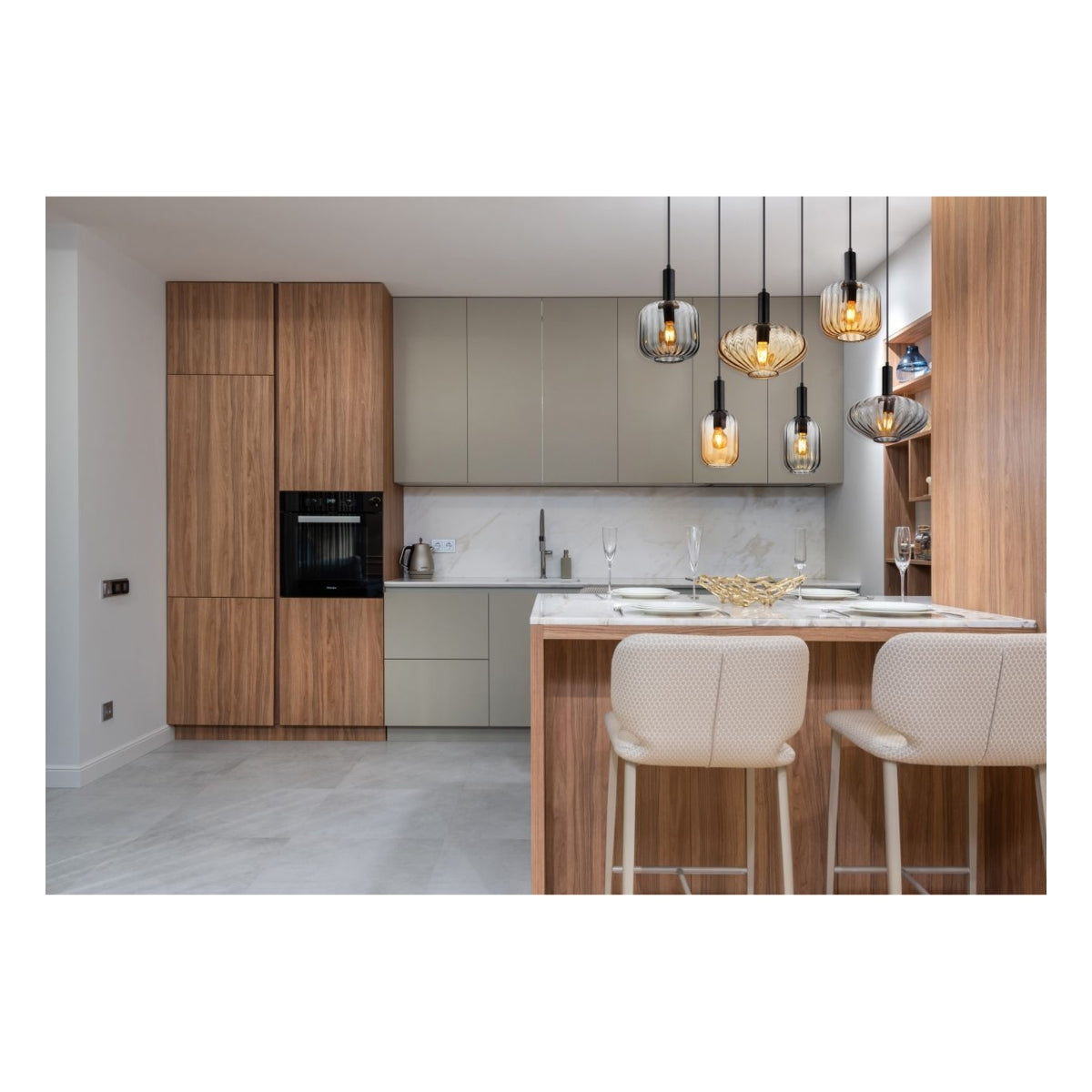 Hanglamp VALLETTA 100.0 cm 6-lichts Zwart