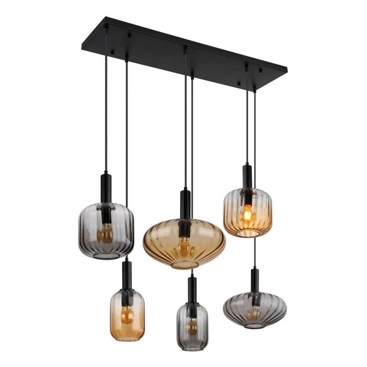 Hanglamp VALLETTA 100.0 cm 6-lichts Zwart