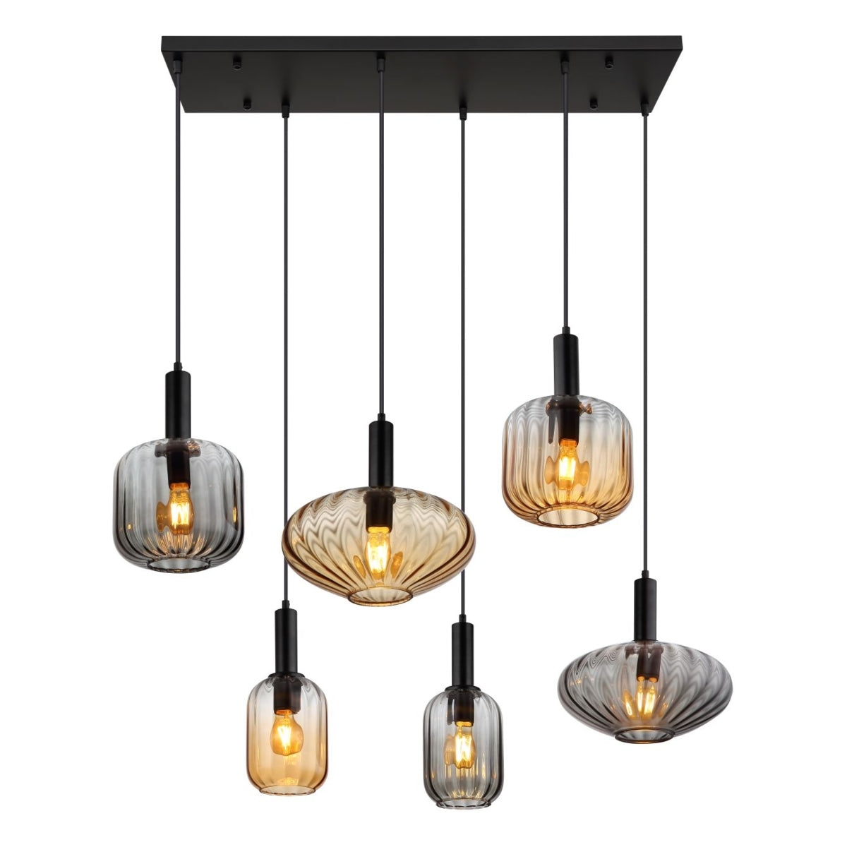 Hanglamp VALLETTA 100.0 cm 6-lichts Zwart