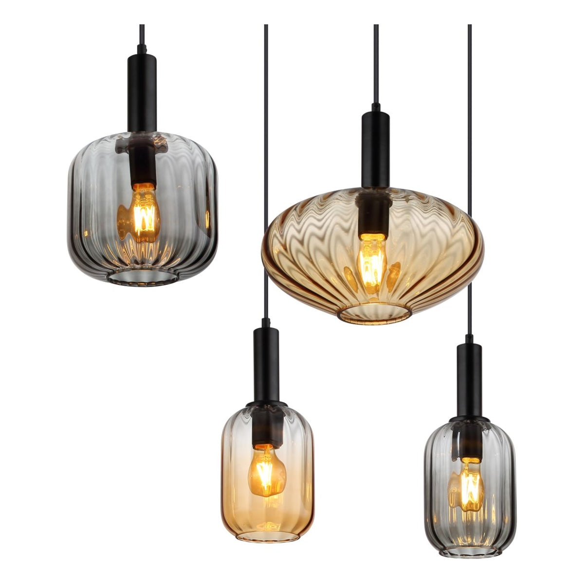 Hanglamp VALLETTA 100.0 cm 6-lichts Zwart