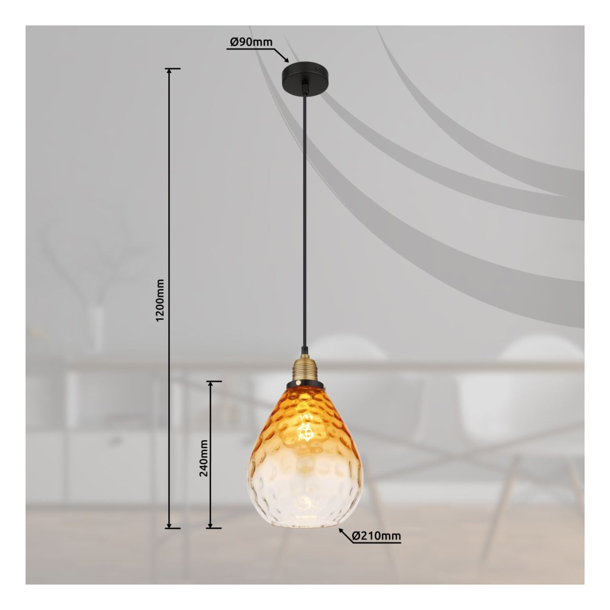Hanglamp SALVY 21.0 cm 1-lichts Zwart