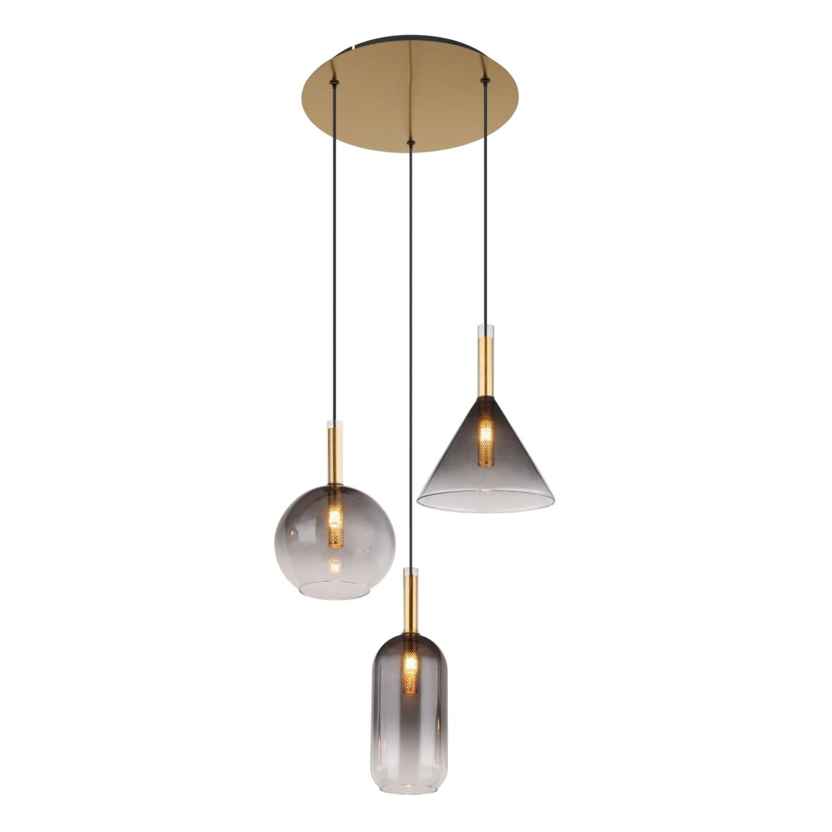 Hanglamp ELISABETH nan cm 3-lichts Messing