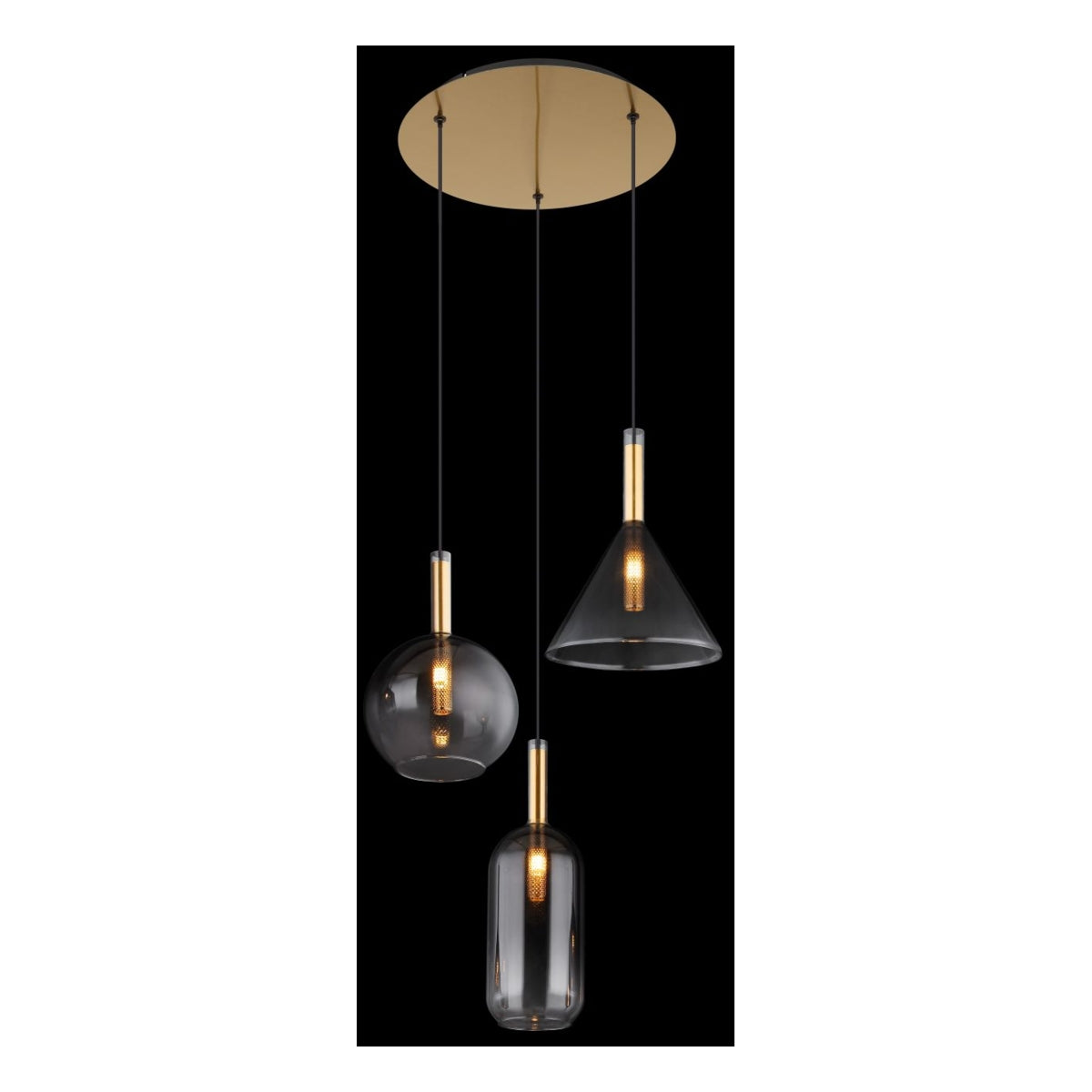 Hanglamp ELISABETH nan cm 3-lichts Messing