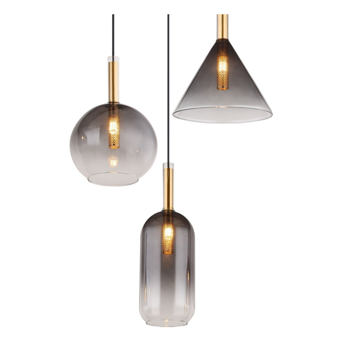 Hanglamp ELISABETH nan cm 3-lichts Messing