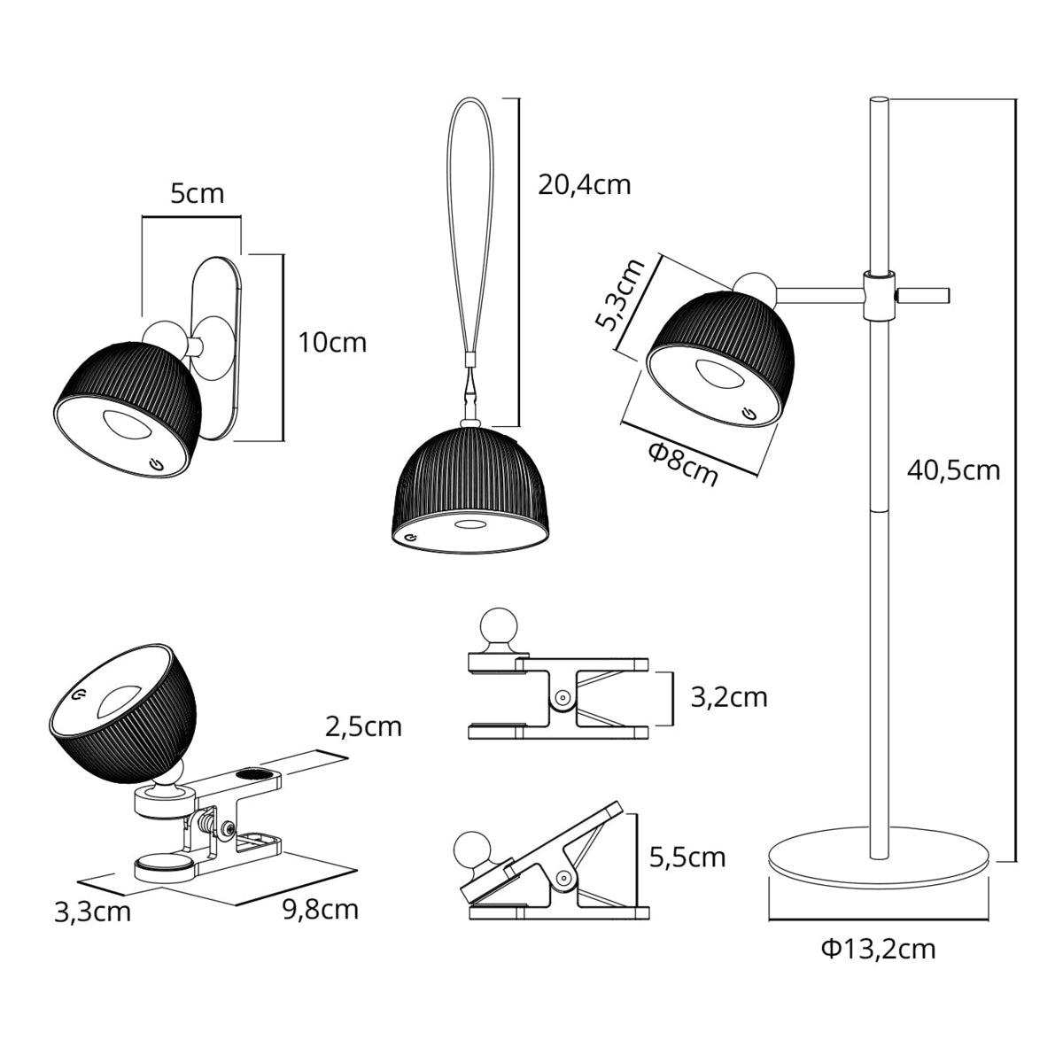 LED Orbi 2,5W 4in1 Bureaulamp magnetisch Grijs - CCT Lichtkleur instelbaar | Incl. Klem, plafondmontage, koort