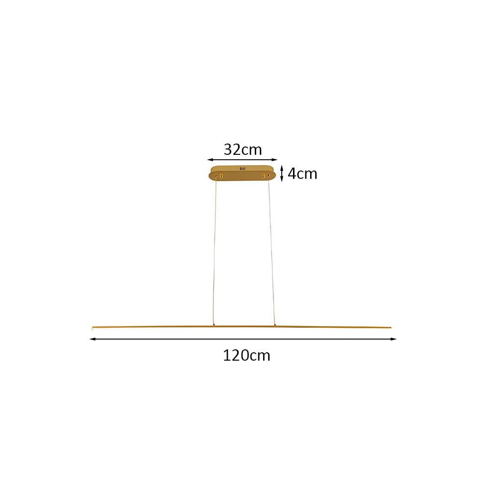 Langwerpige hanglamp 120cm | Goud | Lineair | 20 watt | 4000K | Afmetingen