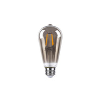 Vintage LED filament lamp ST64 met smoke glas, vooraanzicht.