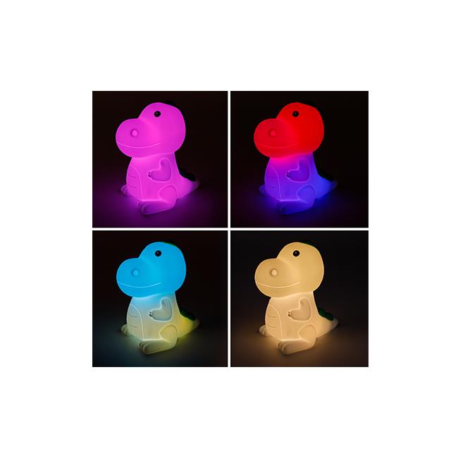 Nachtlampje kinderen | Dinosaurus met lamp | 0,45 Watt | 3000K+RGB | USB oplaadbaar