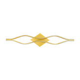 Gouden decoratieve sierlijst met golvend ontwerp en ruitvormig accent in het midden, vooraanzicht.