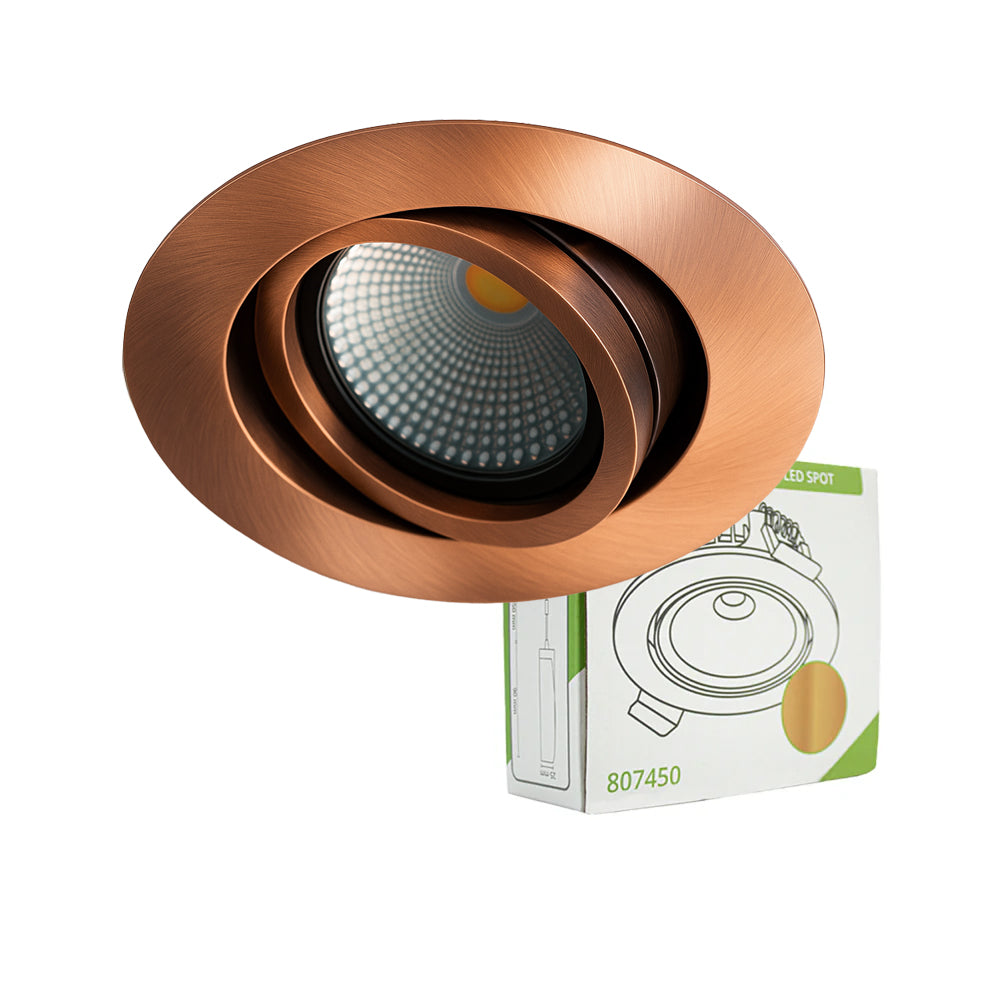 LED Dimbare inbouw spot 5W | Ø70mm | Koper