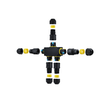 3 Pin | 5-weg quick connector zwart | ip68 | 4-11mm