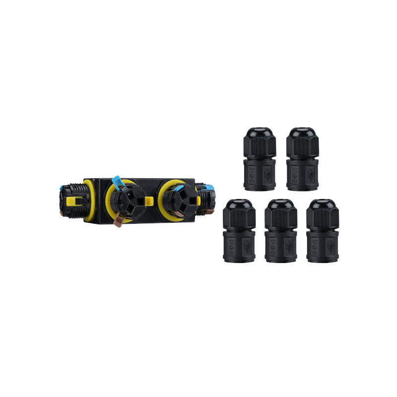 3 Pin | 5-weg quick connector zwart | ip68 | 4-11mm