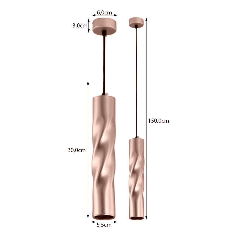 Moderne hanglamp met krul | 30 cm | Rosé Goud | GU10 fitting | Afmetingen