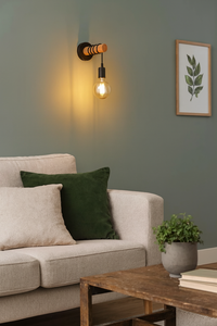 LED Wandlamp Hikari | E27 fitting | Hout Zwart
