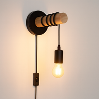 LED Wandlamp Hikari | E27 fitting | Hout Zwart | Met Schakelaar
