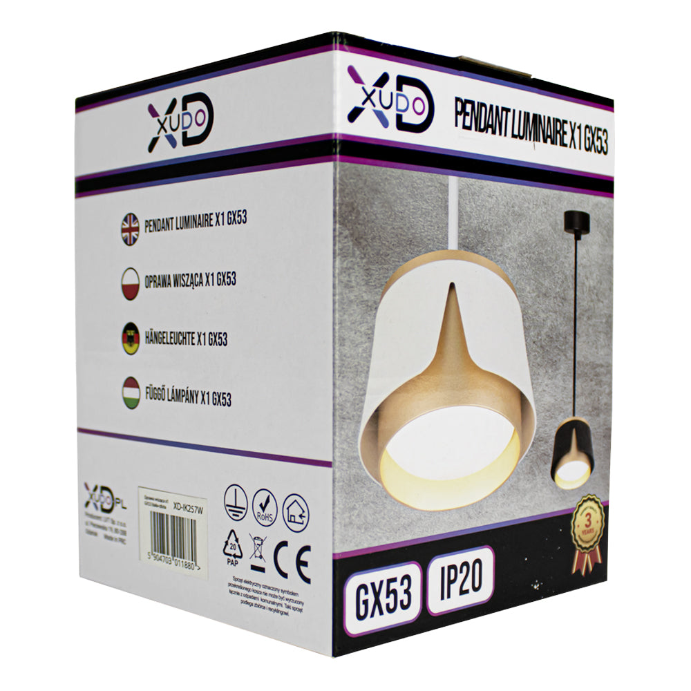 Hanglamp rond Ø100 | Tulip | Wit/ Goud | GX53 fitting | Doos
