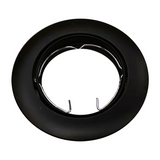 Zwarte ronde inbouwspot armatuur met klemveren, bovenaanzicht, geschikt voor GU10 of MR16 lampen.