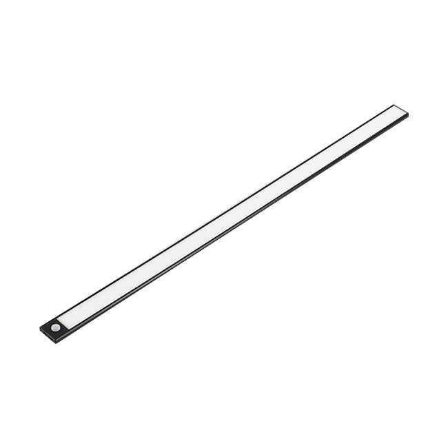 LED onderbouwlamp met sensor, zwart, schuin bovenaanzicht – slank en modern ontwerp, ideaal voor keukenkast- of meubelverlichting.