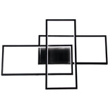 Moderne wandlamp met rechthoekig geometrisch design in zwart met LED-verlichting, vooraanzicht.