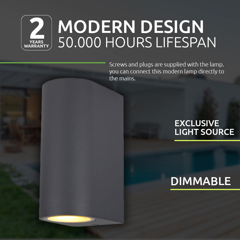 SMART LED Wandlamp | Tuya / WiFi | Santa barbara | Incl. 2x lichtbronnen | Antraciet