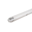 LED TL armatuur met bewegingssensor, schuin zijaanzicht – waterdicht en stofdicht ontwerp, ideaal voor gebruik in parkeergarages, magazijnen en bedrijfsruimtes.