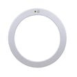 Wit ronde LED plafonnière met bewegingssensor, vooraanzicht, geschikt voor energiezuinige binnenverlichting.