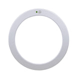 Wit ronde LED plafonnière met bewegingssensor, vooraanzicht, geschikt voor energiezuinige binnenverlichting.