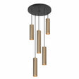 LED ronde Hanglamp 35cm met 5-kokers langwerpig - gouden - GU10 fitting