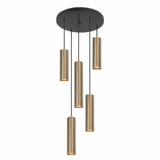 LED ronde Hanglamp 35cm met 5-kokers langwerpig - gouden - GU10 fitting