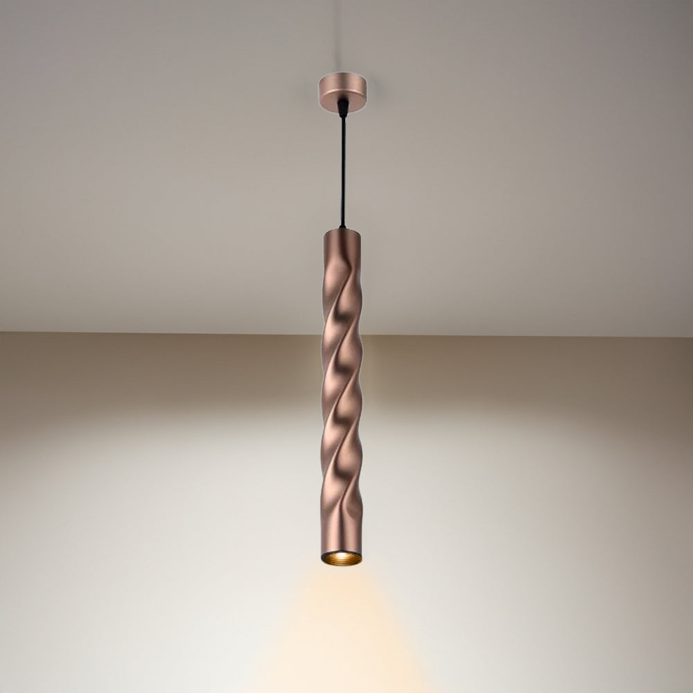Moderne hanglamp met krul | 30 cm | Koffie Goud | GU10 fitting - sfeerfoto