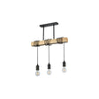 Landelijke Hanglamp Hout - 50CM - 3 x E27 fitting Zwart
